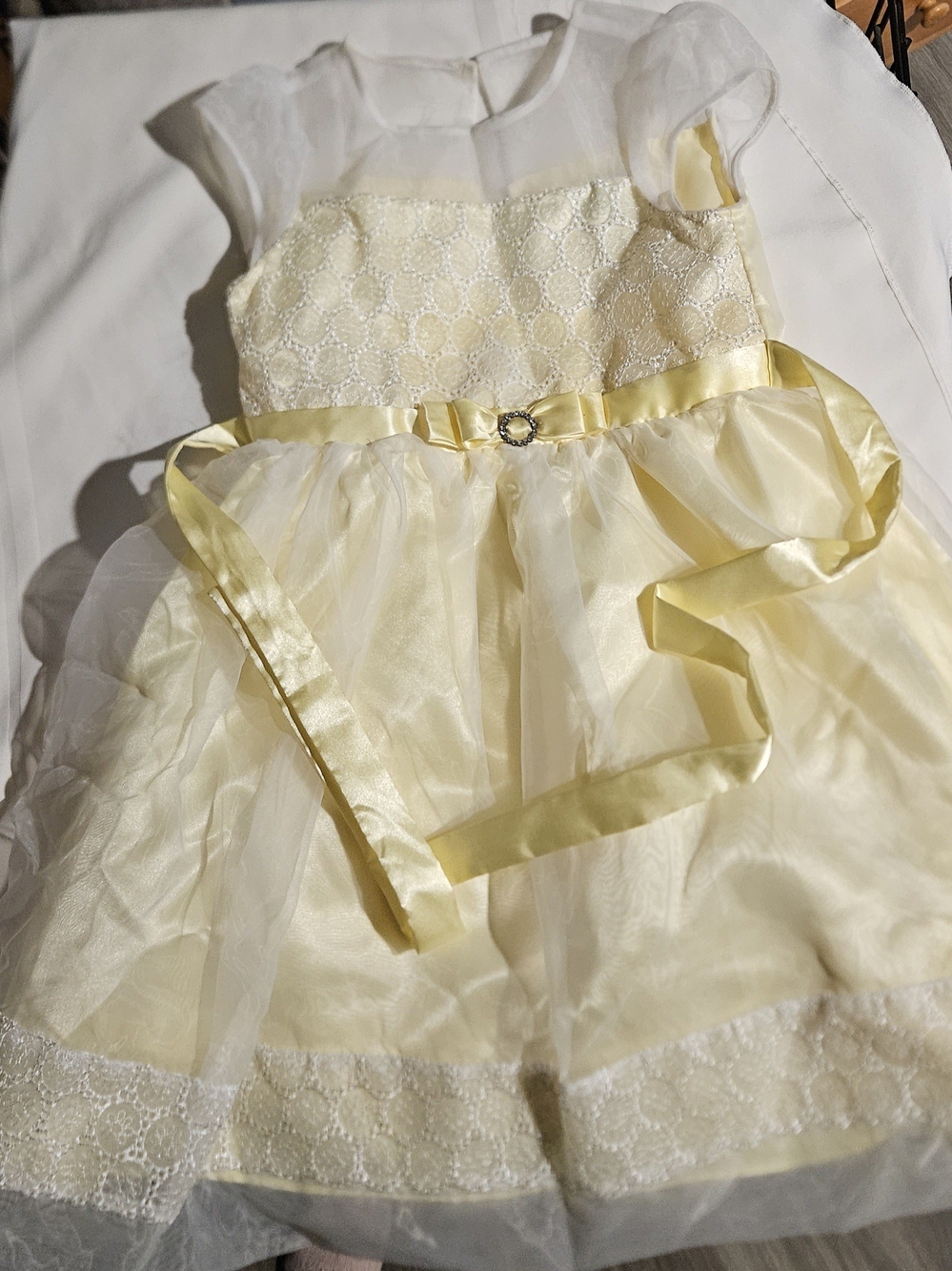 Jona Michelle Pale Yellow & Ivory Lace Formal Dress for Girls